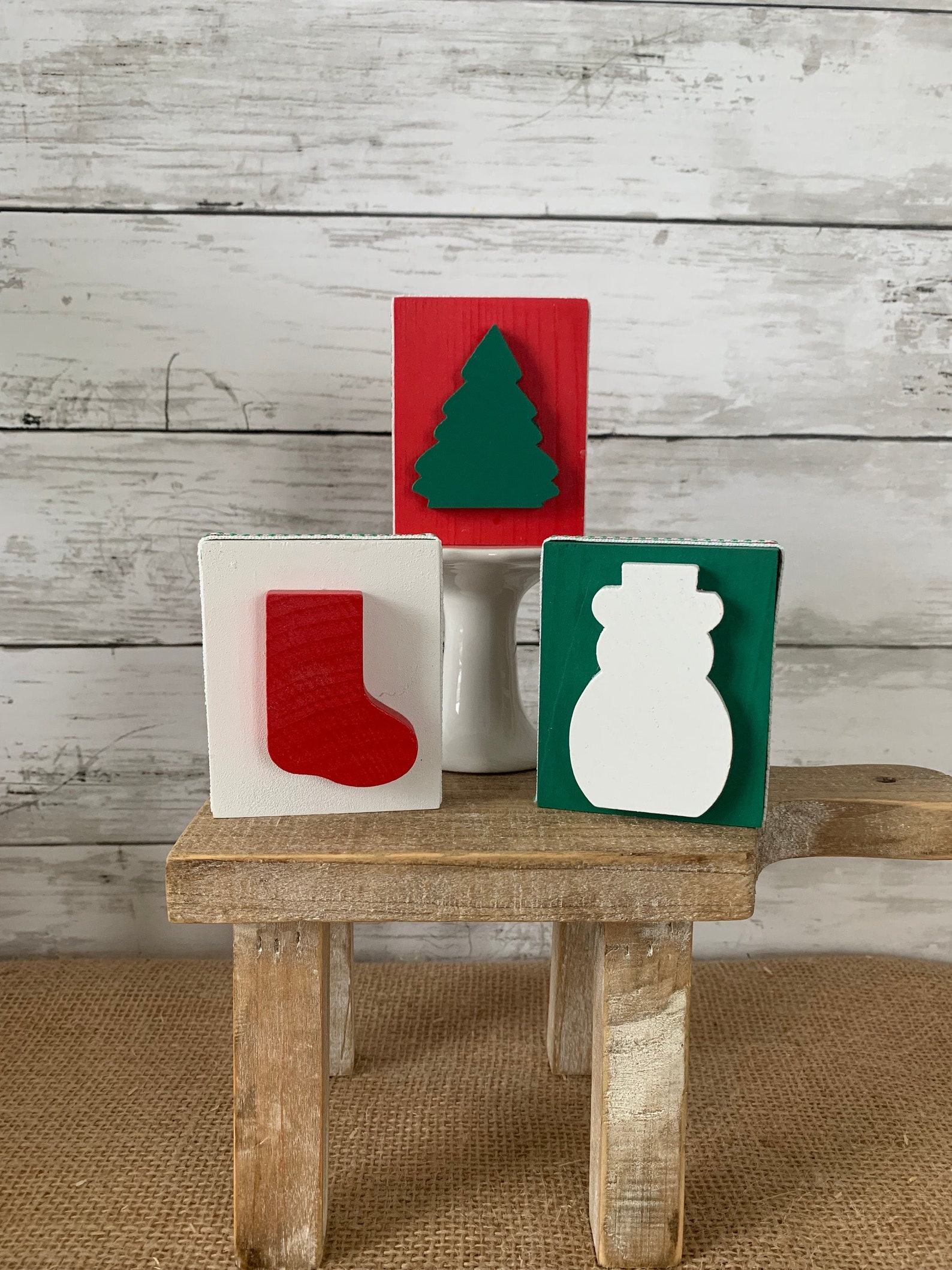 Christmas tiered tray decor Christmas wooden blocks Etsy