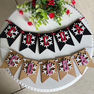 cocoa bar mini wood banner , Christmas Tiered Tray Decor, Christmas home decor, banner for tiered tray, hot cocoa bar decor, hot chocolate