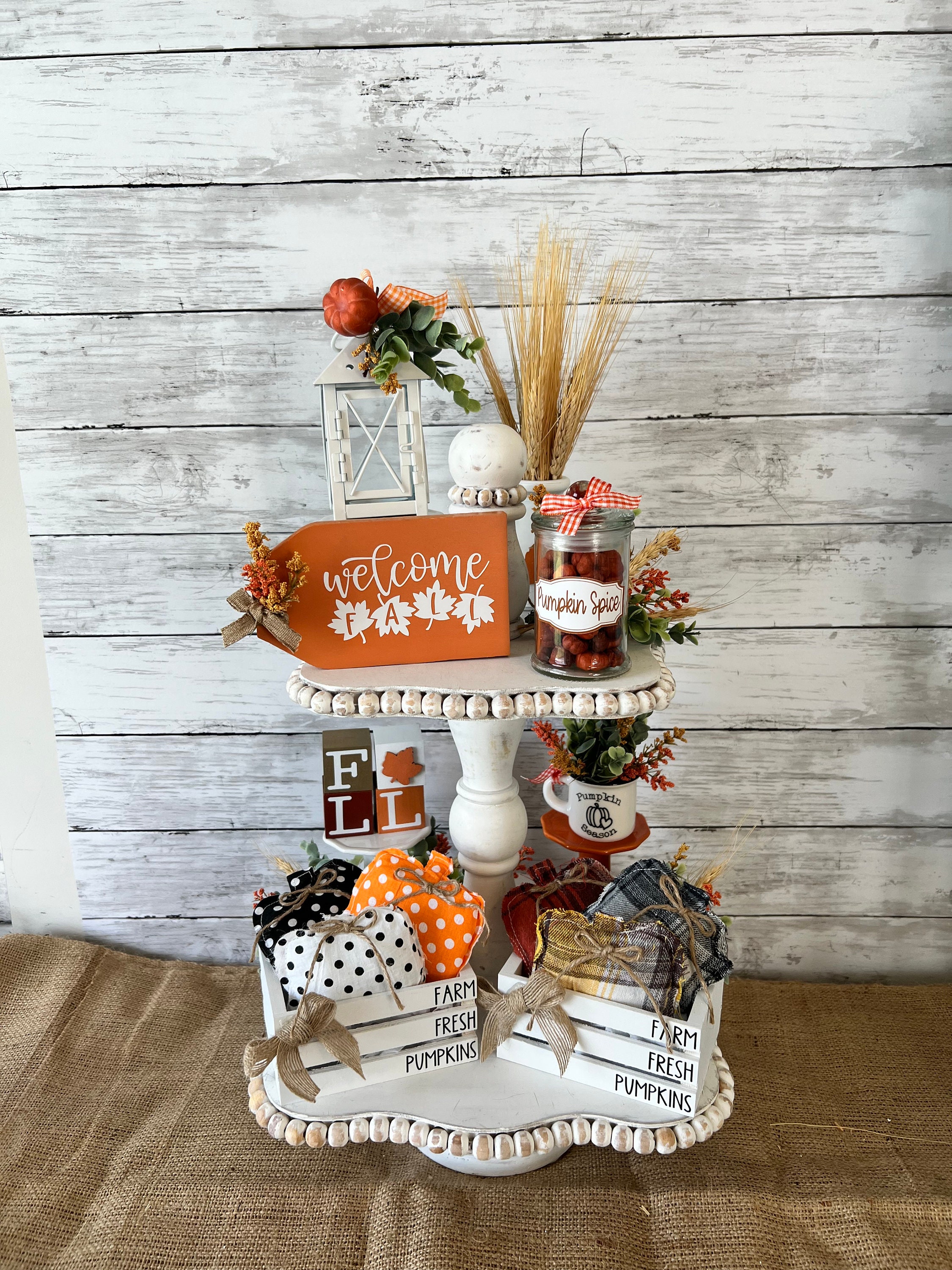 Fall Tiered Tray Decor, Mini Crate for Tiered Tray, Fall Pumpkin Mini ...