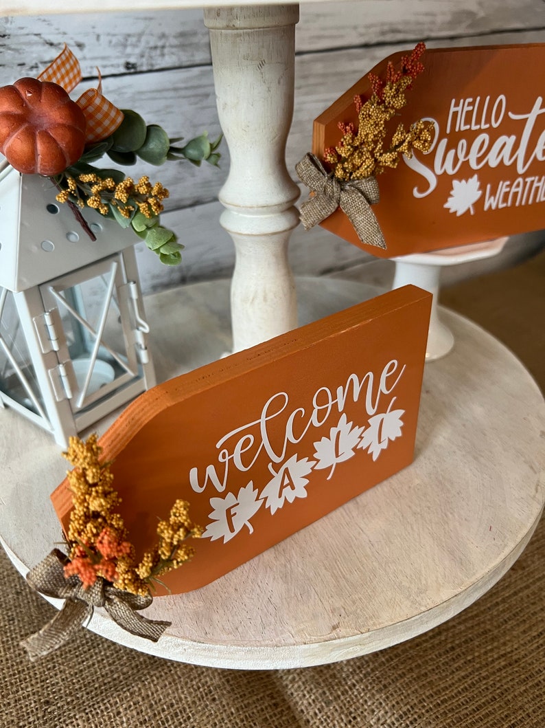 Fall Table Sign Fall Mini Wood Signs for Tiered Tray, Fall Tiered Tray Decor ...