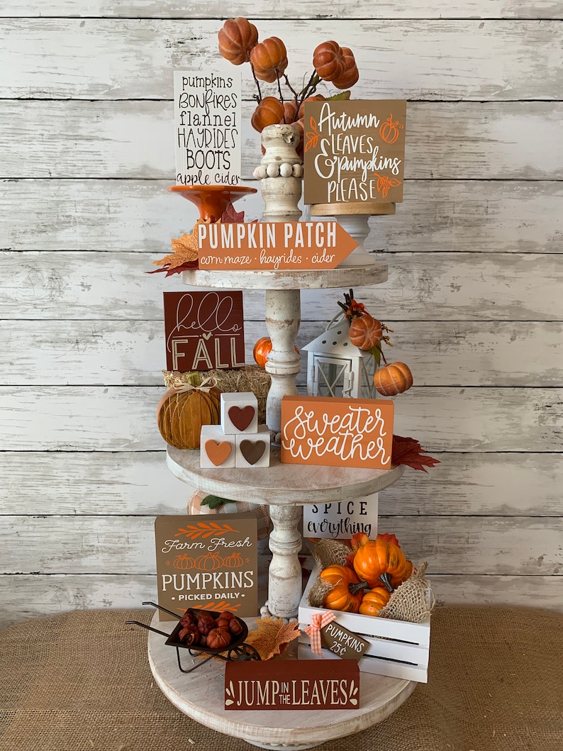Fall Tiered Tray Decor Bundle Pumpkin Tiered Tray Fall Etsy