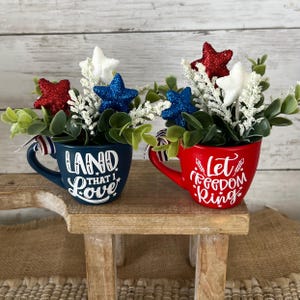 Mini mug for tiered tray, Patriotic mini mug, July 4 tiered tray decor, Patriotic home decor, Americana decor, USA,  patriotic tray decor