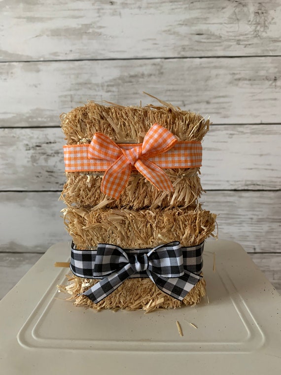 Mini Hay Bale for Tiered Tray, Mini Straw Bale, Fall Tiered Tray