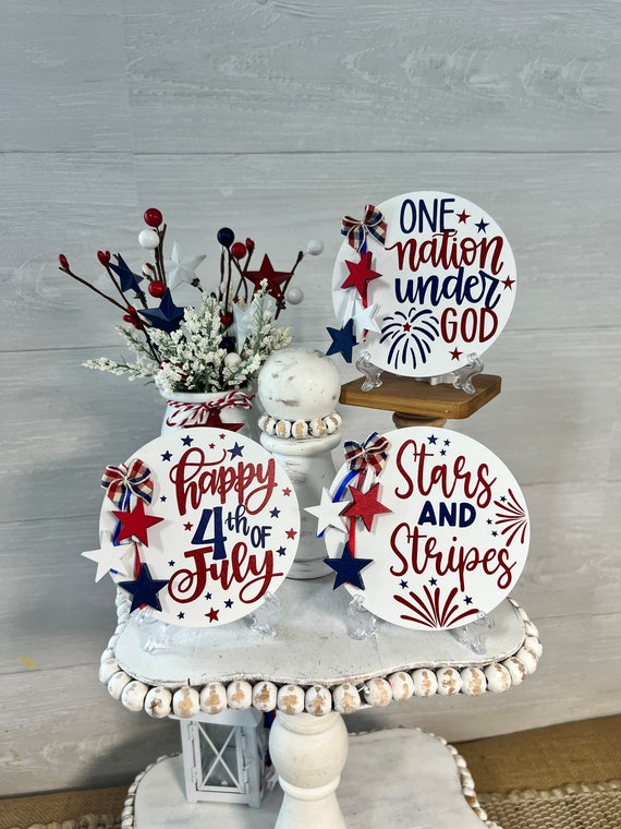 Patriotic tiered tray decor, July 4 tiered tray decor, Patriotic home decor, Memorial Day Decor, Let freedom Ring, America decor, USA decor
