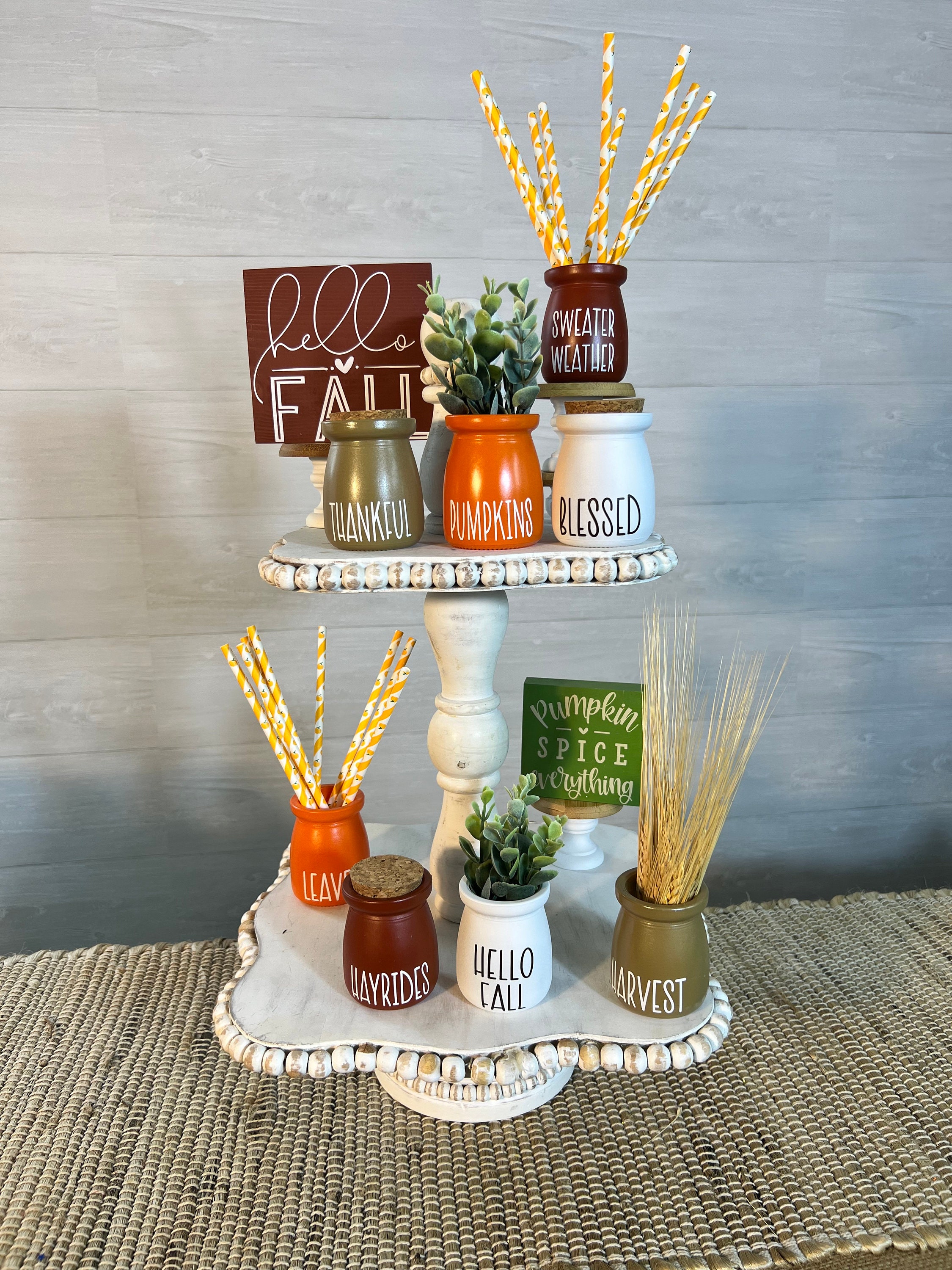 Fall Tiered Tray Decor, Mini Jar for Tiered Tray, Fall Home Decor ...