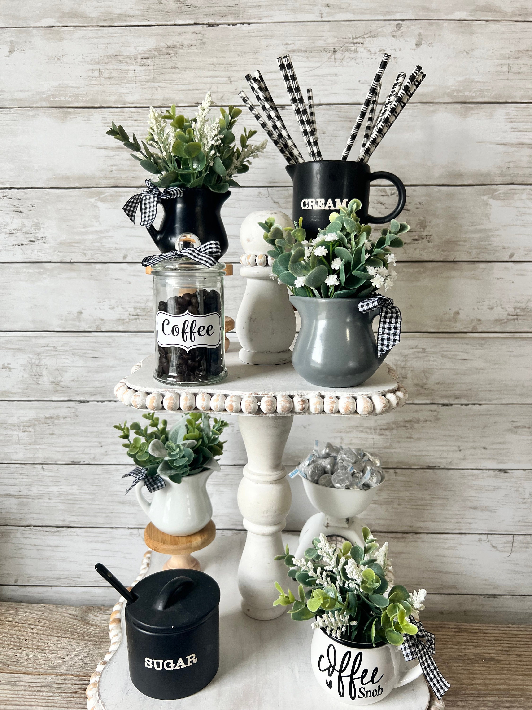 Tiered Tray Mini Floral Arrangement, Rustic Farmhouse Home Decor, Mini ...