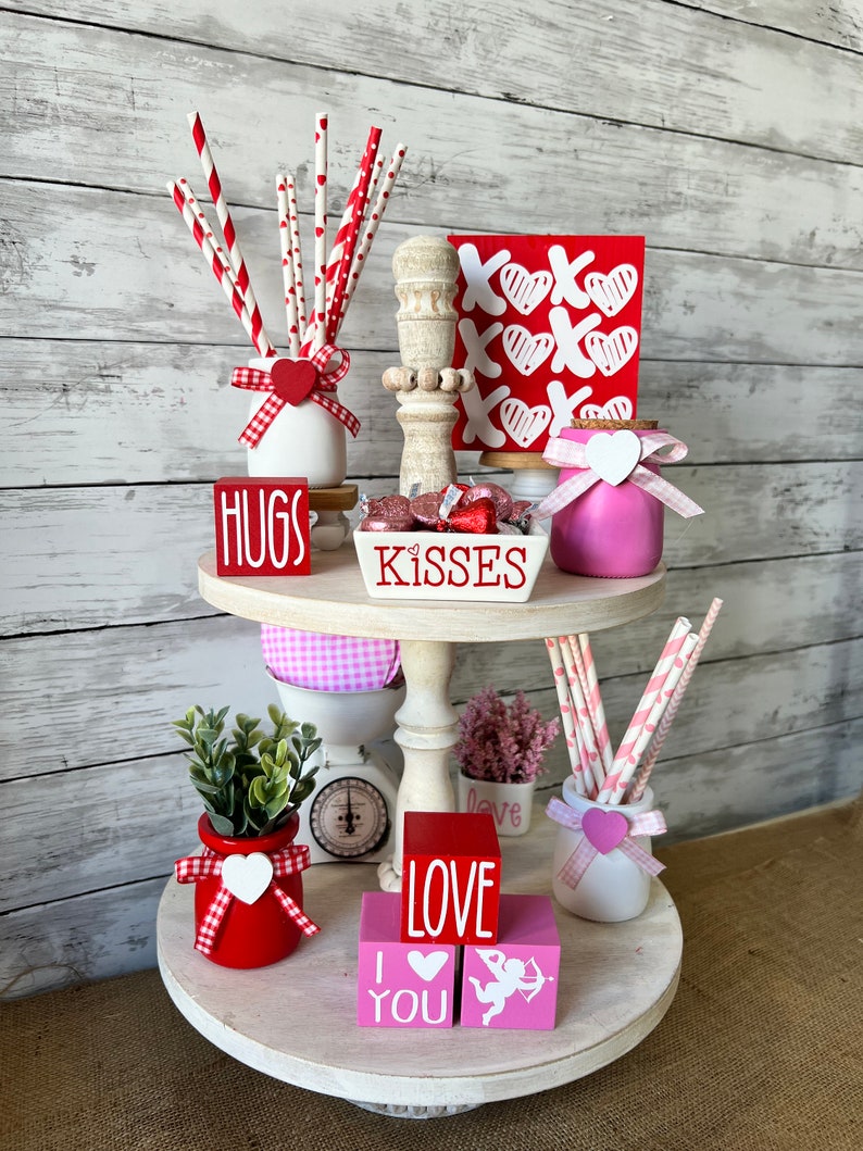 Valentines Day Tiered Tray Decor Valentine's Mini Jars - Etsy