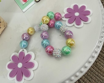 Bead garland for tiered tray, spring  bead garland, daisy bead garland, spring tiered tray decor, daisy bead garland, bubble gum beads