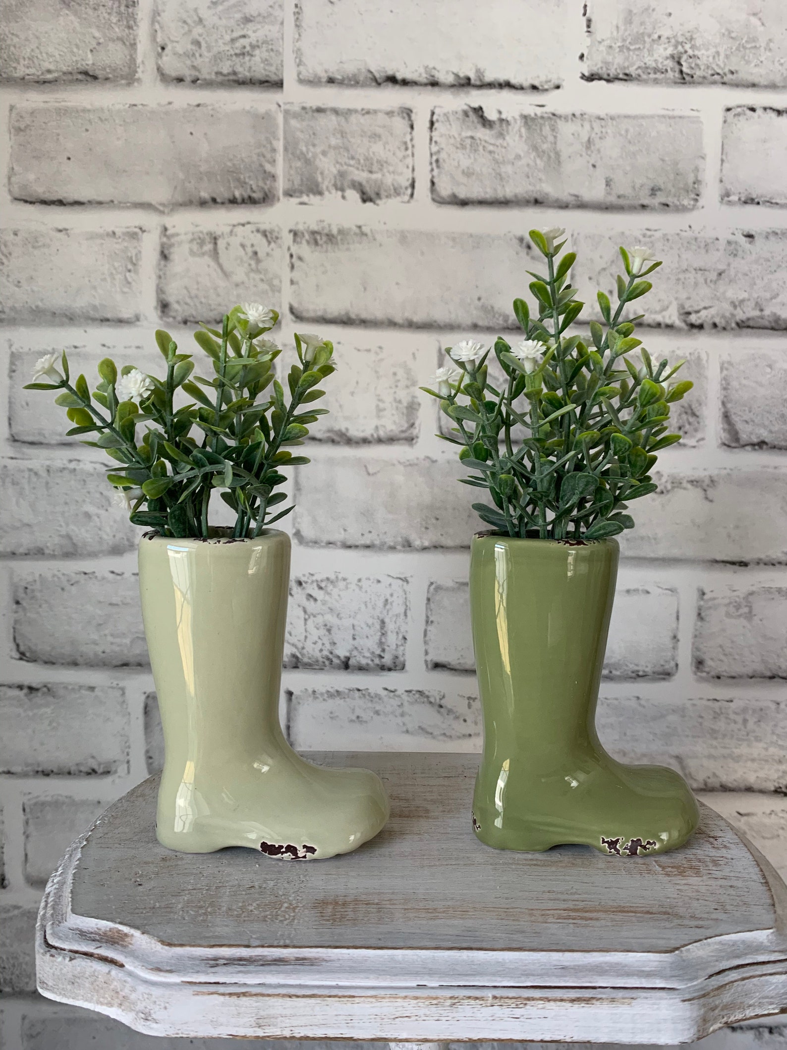 Mini Rain Boot Planter Tiered Tray Decor Spring Tiered Tray Etsy