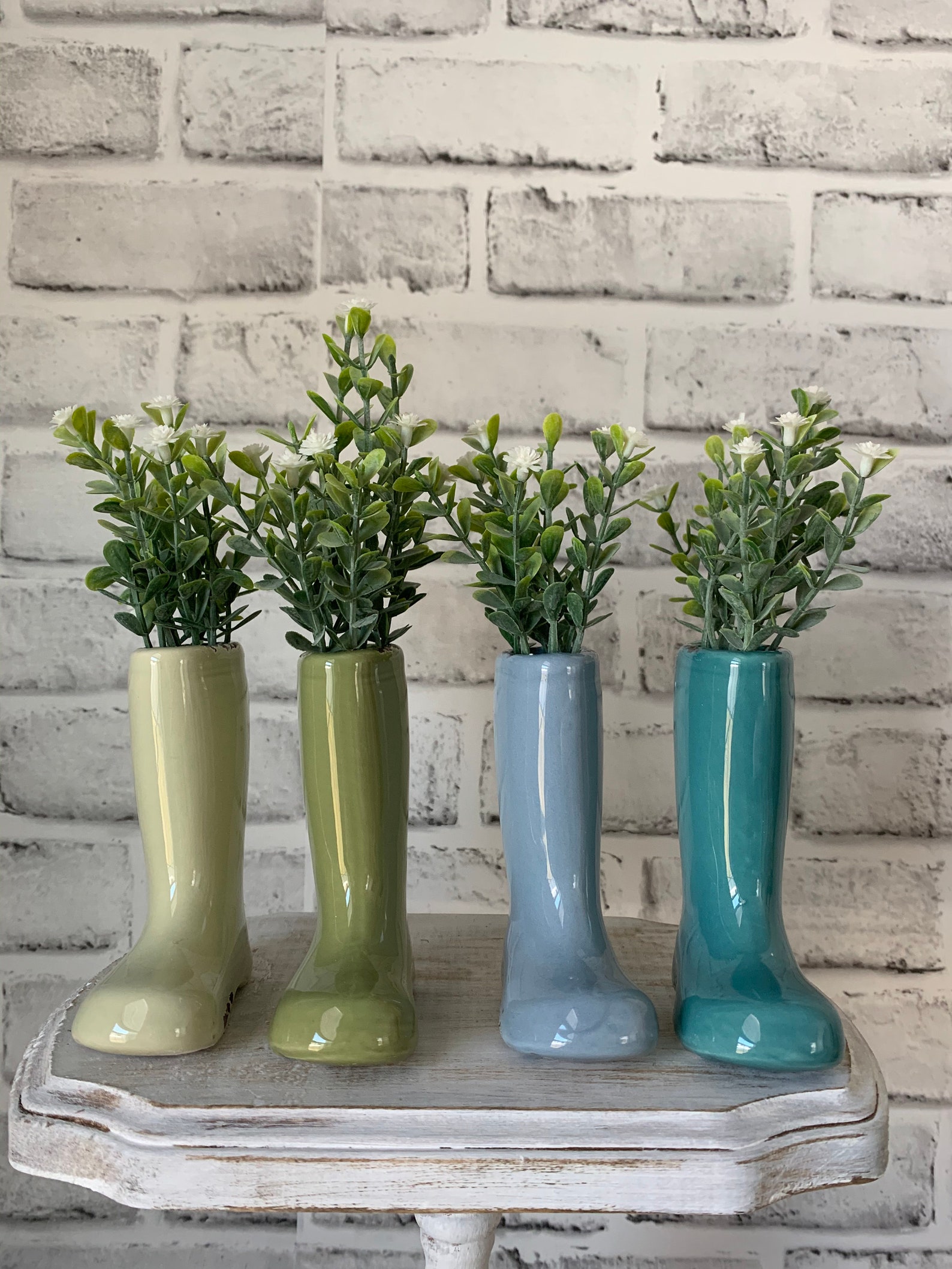 Mini Rain Boot Planter Tiered Tray Decor Spring Tiered Tray Etsy