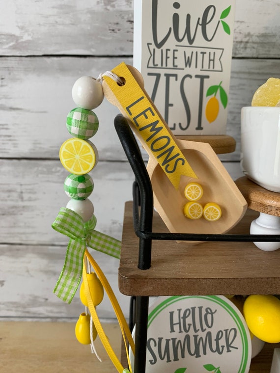 Mini Scoop for Tiered Tray, Lemon Tiered Tray Decor, Mini Wood