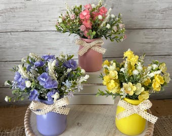 Spring tiered Tray mini floral arrangement, Spring tiered tray decor, Easter tiered tray, spring florals, easter florals, spring wildflowers
