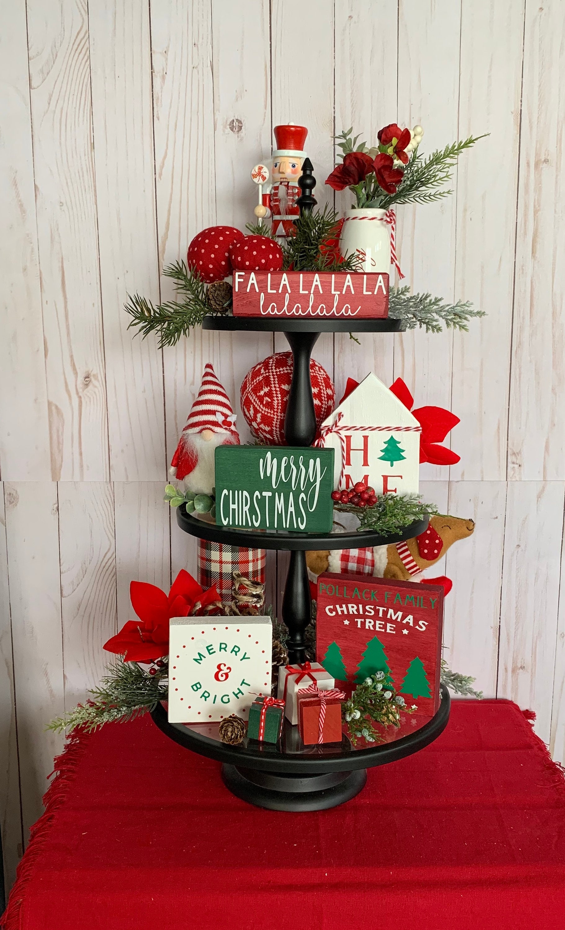 Christmas Tiered Tray Decor Farmhouse Tiered Tray Holiday Etsy Canada