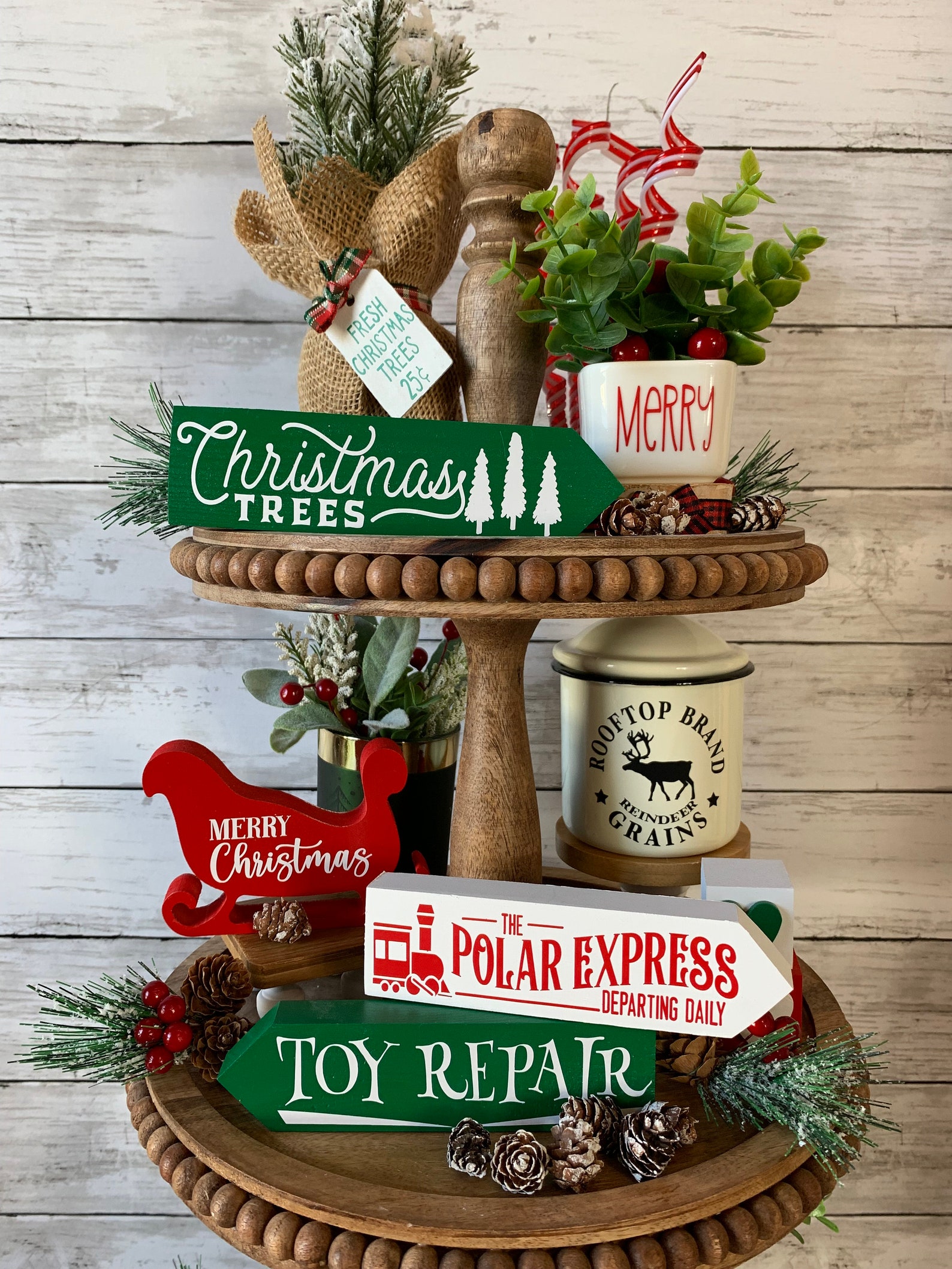 Christmas Tiered Tray Decor, Christmas Mini Wooden Signs, Christmas