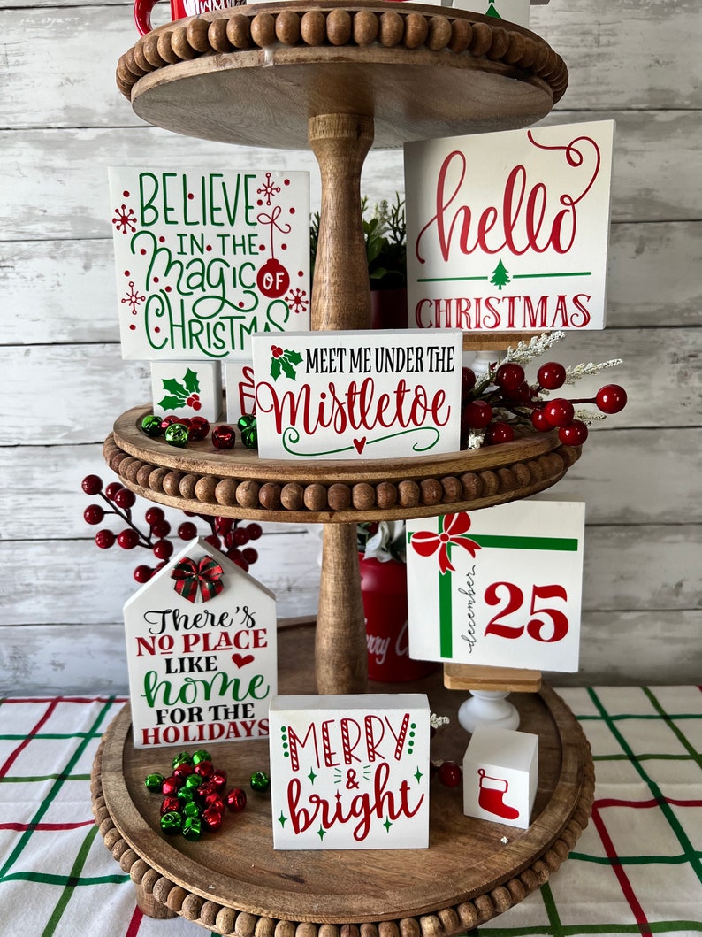 Christmas Tiered Tray Decor Bundle Holiday Tiered Tray Etsy