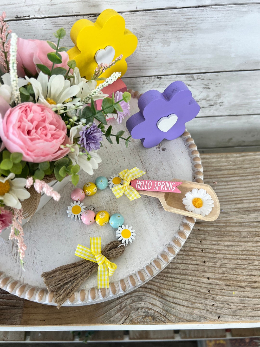 Tricky Tray Spring Mini Scoop for Tiered Tray, Spring Tiered Tray Decor, Mini Wood Spring ...