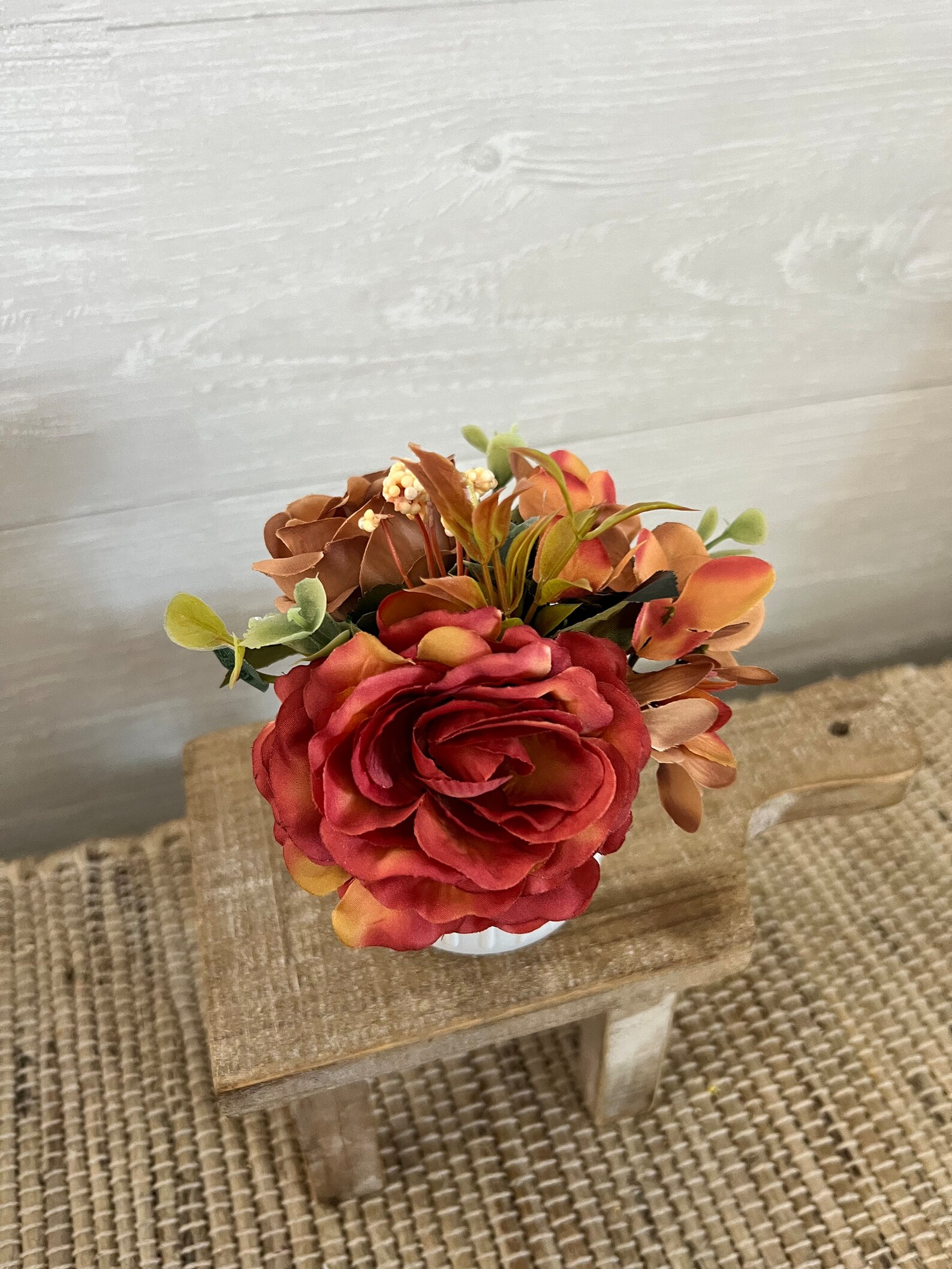Fall Tiered Tray Mini Floral Arrangement, Farmhouse Home Decor, Mini ...