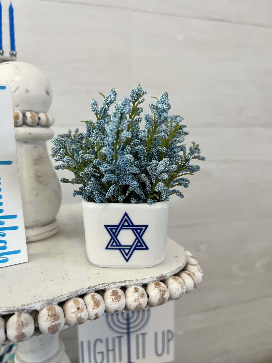 Hanukkah Tiered Tray Decor Hanukkah Home Decor Happy Etsy