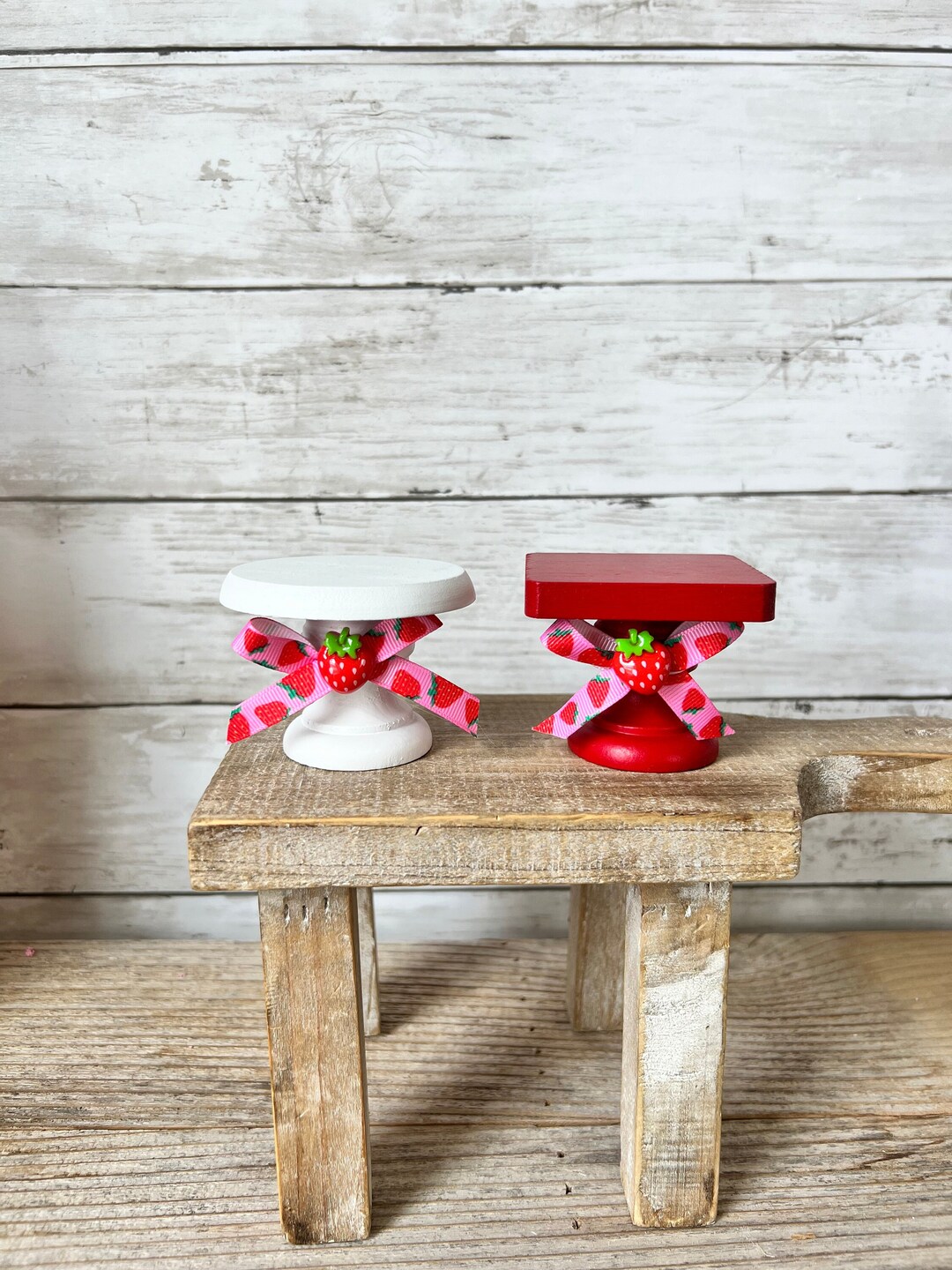 Risers for Tiered Tray, Strawberry Tiered Tray Decor, Mini Wooden Riser ...
