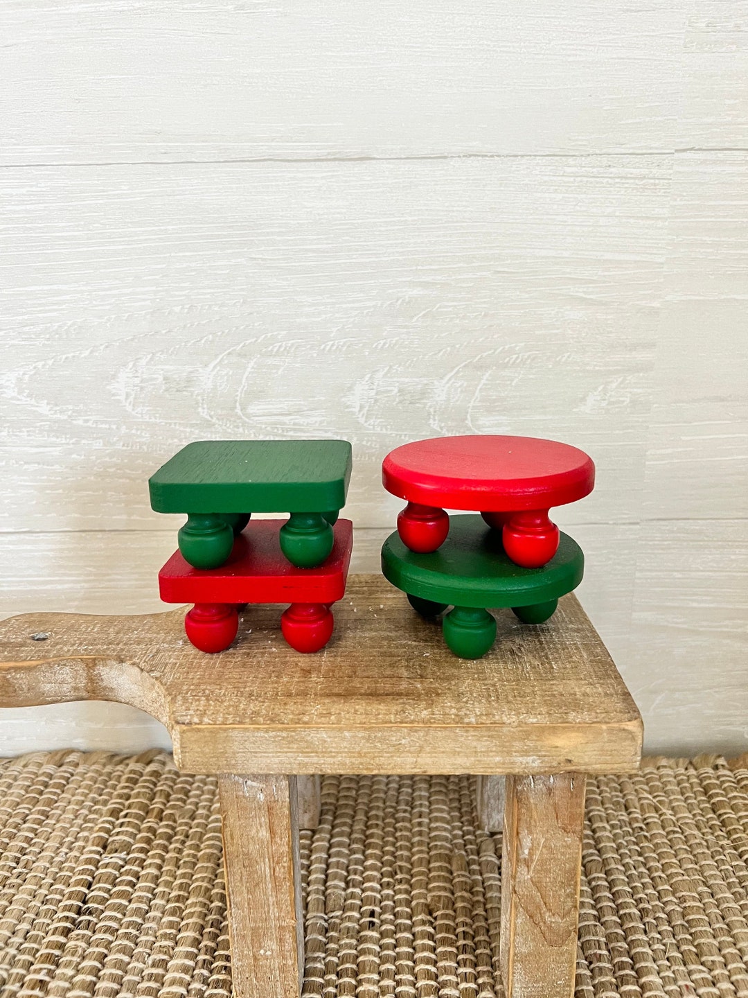 Set of 2 Risers for Tiered Tray, Christmas Tiered Tray Decor, Mini Wooden Riser, Tiered Tray