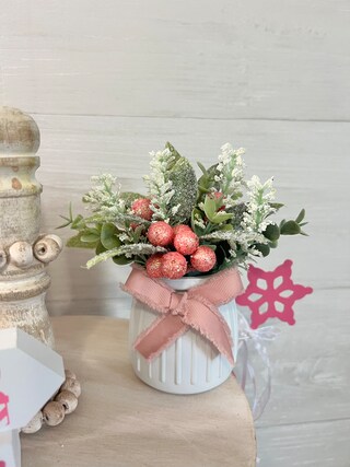 HOMSFOU 40 Fiori Di Natale Finti Mini Stella Di Natale Glitterata - Decorazioni Per Albero, Centrotavola E Ghirlande - Rosse, 6 Cm