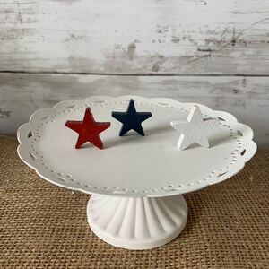 1'' Painted mini wood stars, patriotic vase filler, patriotic tiered tray decor, americana decor, red white and blue mini stars, tiered tray image 2