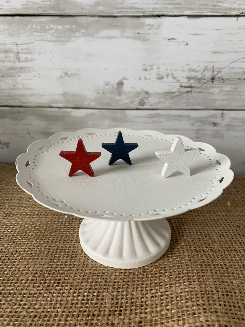 1'' Painted mini wood stars, patriotic vase filler, patriotic tiered tray decor, americana decor, red white and blue mini stars, tiered tray image 2