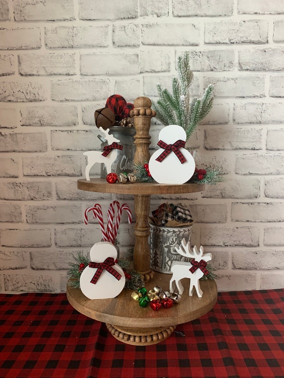 Set Decorazioni Natalizie In Legno Con Gnomo E Cartelli – Centrotavola Per Vassoio A Più Livelli