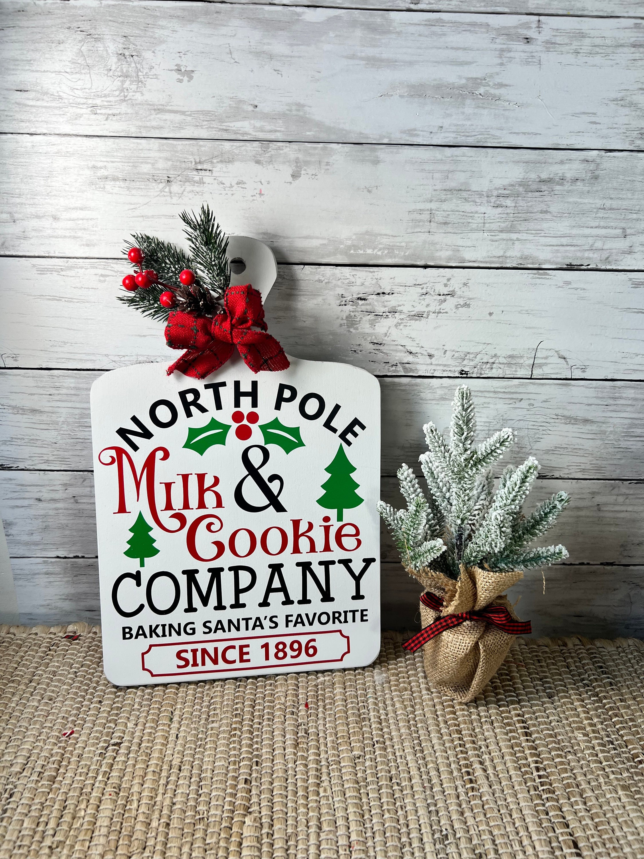 40 Festive Christmas Kitchen Decor Ideas to Spice Up Your Home: Jolly Touches for a Merry Cooking Space 4 Christmas cutting board, cutting board decor, North Pole Milk &…