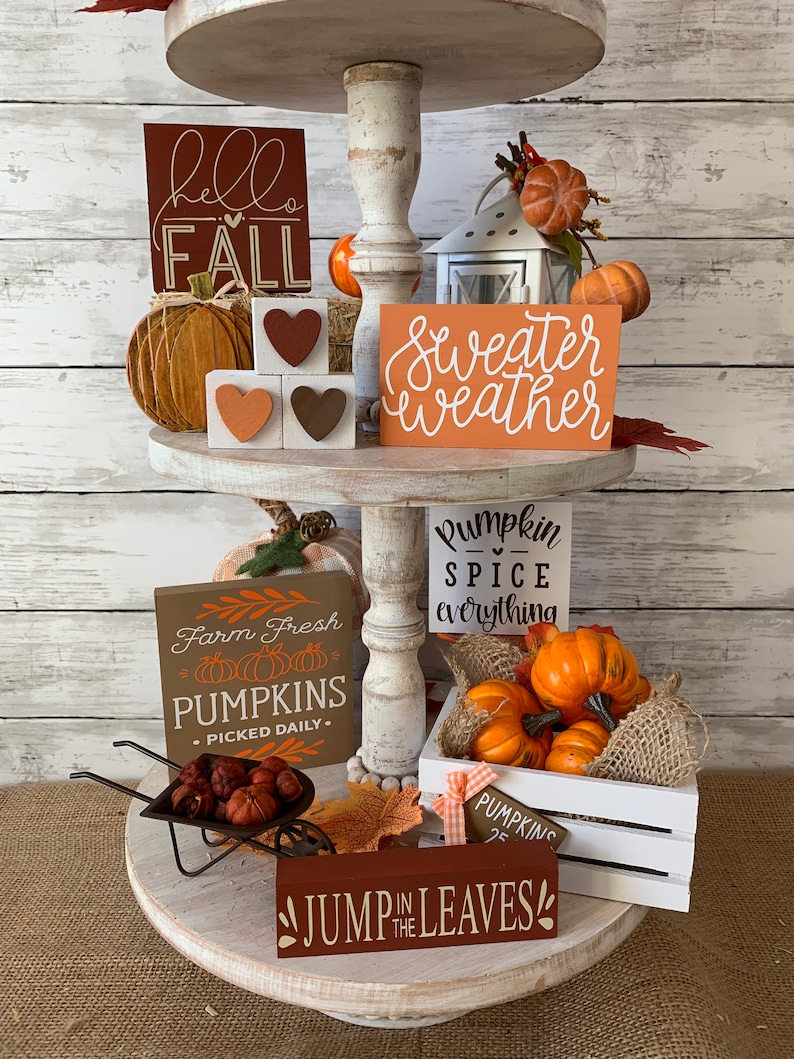 Fall Tiered Tray Decor Bundle Pumpkin Tiered Tray Fall Etsy
