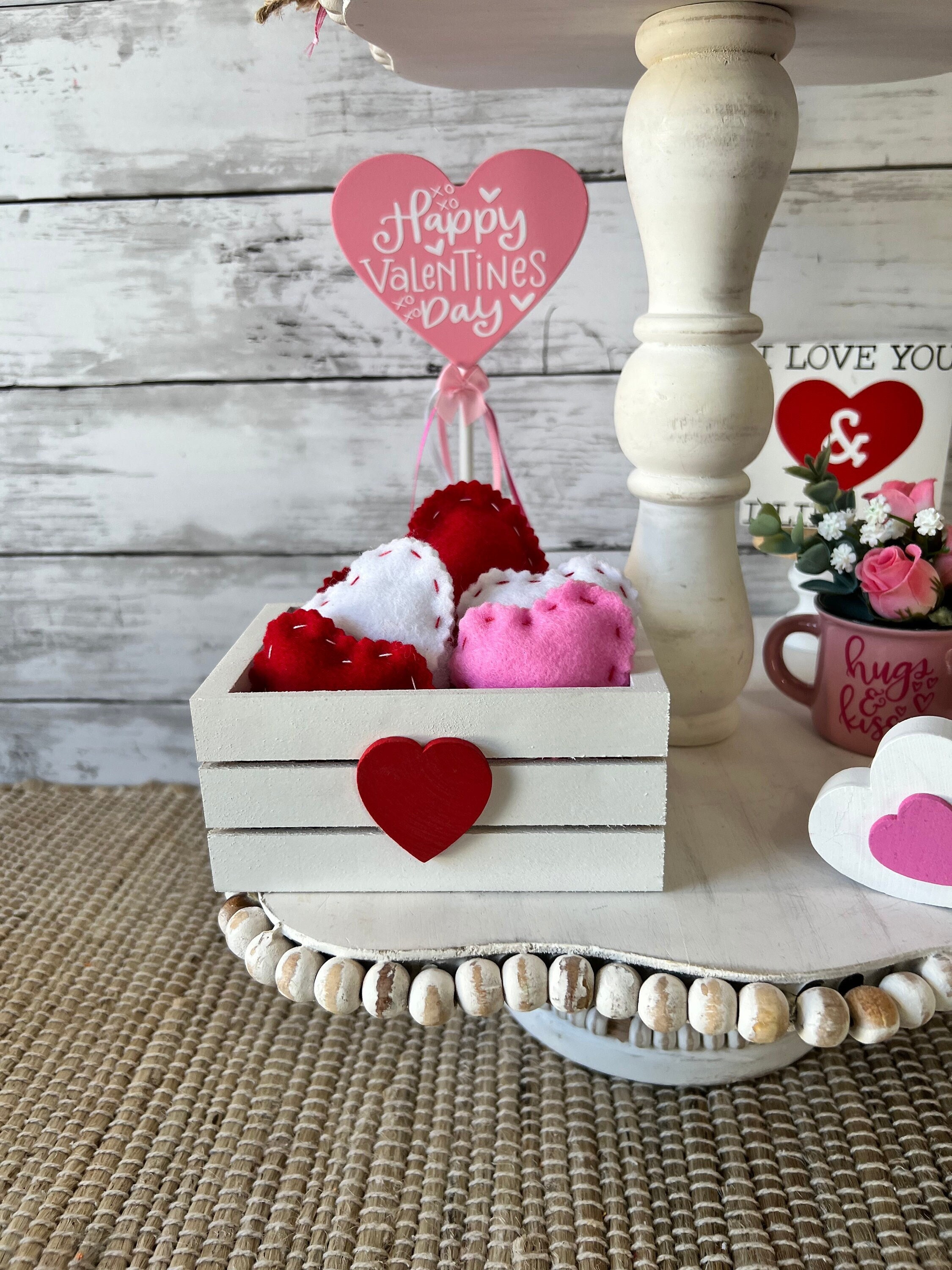 Wood Chunky Hearts Set of 3 Wood Hearts for Tiered Tray 