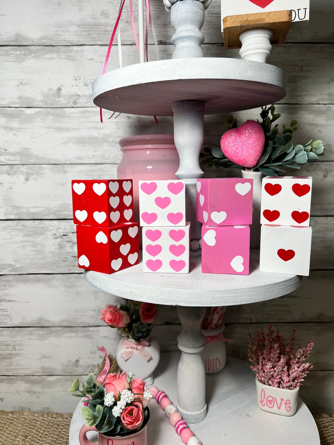 Valentines Tiered Tray Decor Valentine Dice Blocks Valentine - Etsy