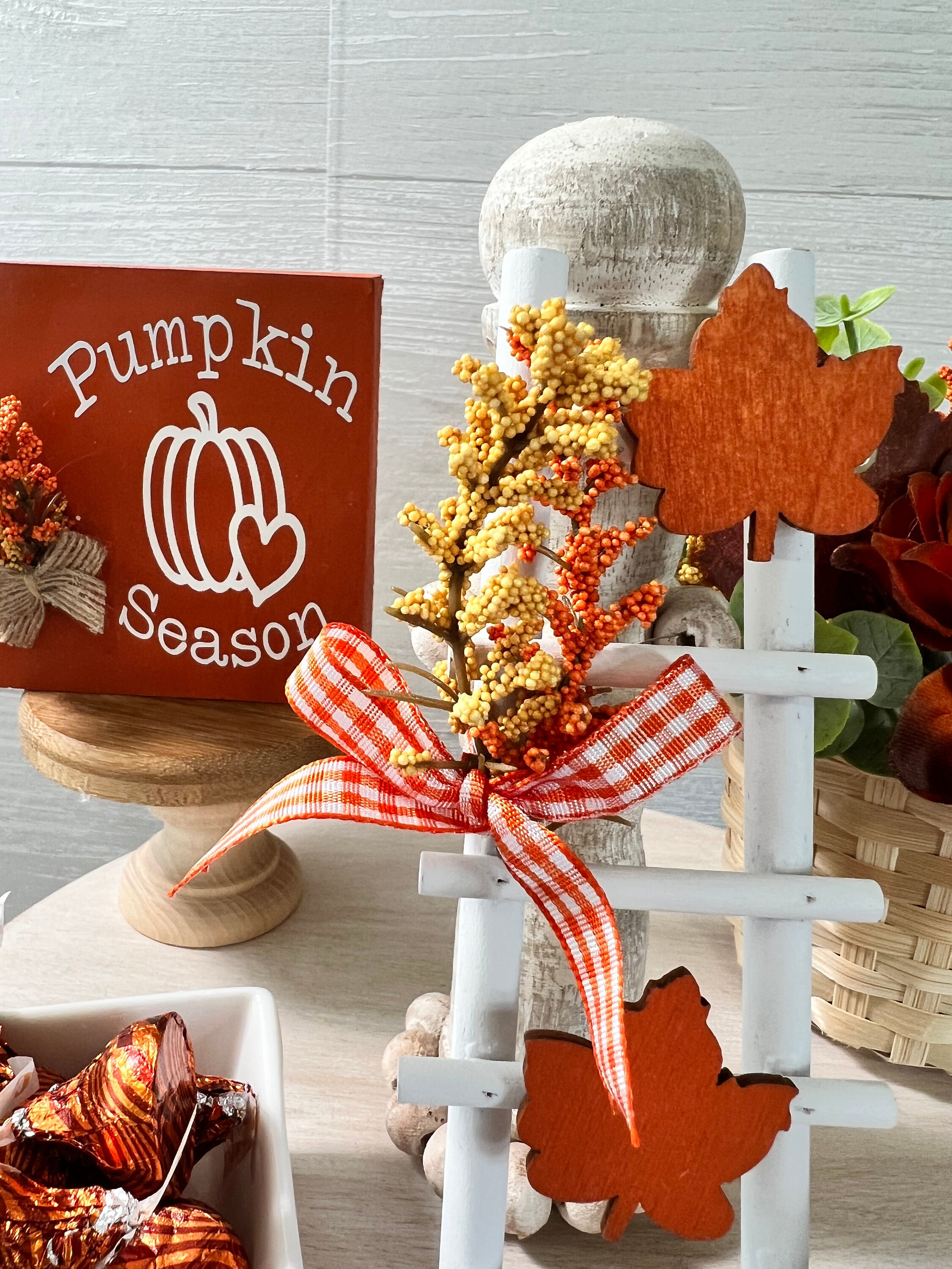 Fall Tiered Tray Decor, Tiered Tray Accessories, Mini Ladder, Mini ...
