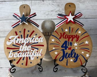 Patriotic tiered tray decor, July 4 tiered tray decor, Patriotic home decor, Memorial Day Decor, Let freedom Ring, America decor, USA decor