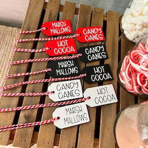 hot chocolate bar wood tags, hot cocoa bar labels, hot chocolate decor, hot cocoa bar jars, hot cocoa bar decor, christmas home decor