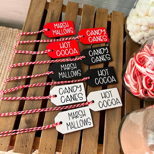 hot chocolate bar wood tags, hot cocoa bar labels, hot chocolate decor, hot cocoa bar jars, hot cocoa bar decor, christmas home decor