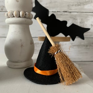 Halloween Tiered Tray Decor, Witches Brew, Witch tiered tray, Halloween home decor, mini witches cauldron, witch broom, image 3