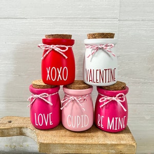 Valentines Day tiered tray decor, Valentine's mini jars, Valentines home decor, Heart decor, Valentines day signs, mini Valentine decor,