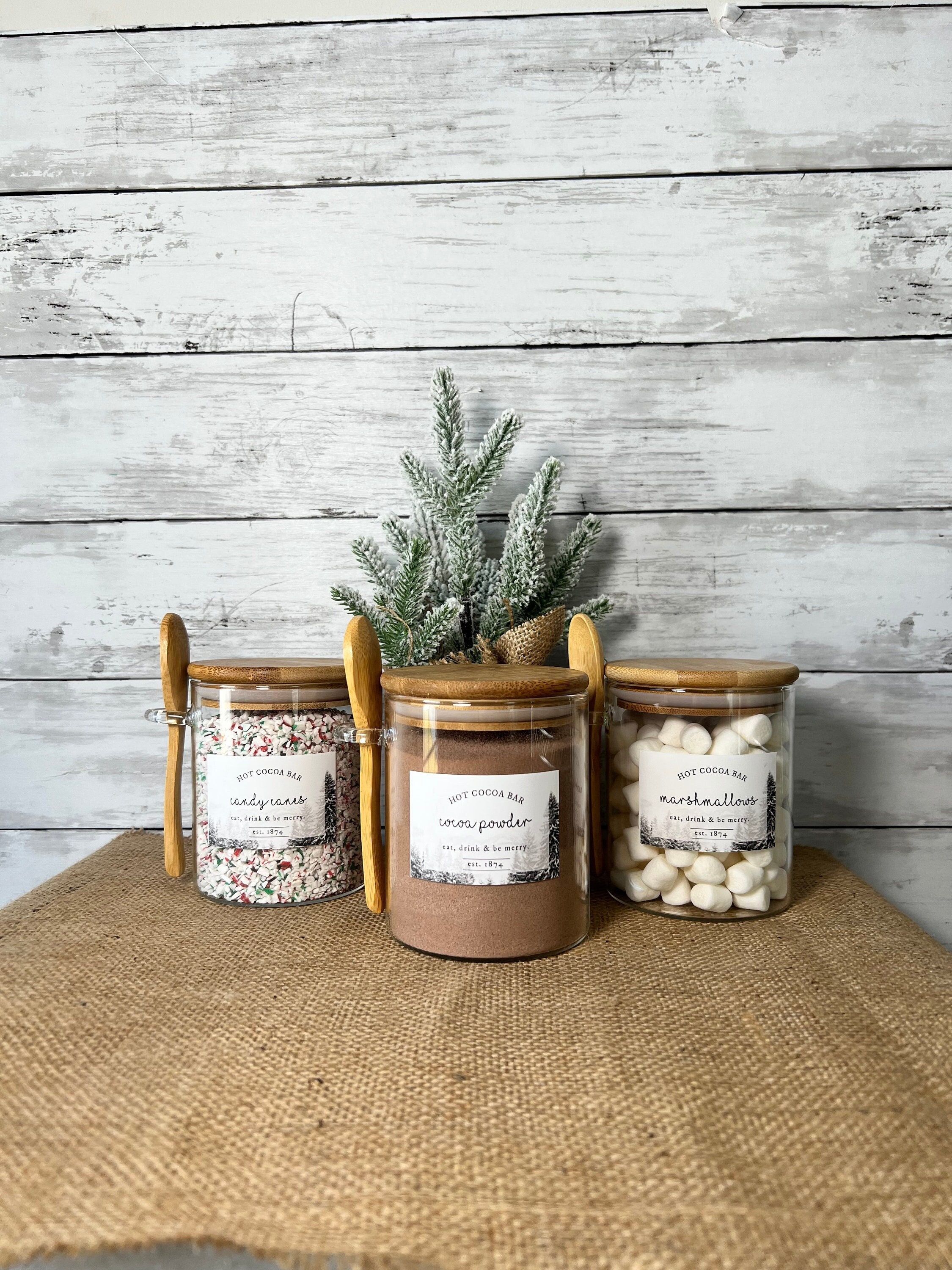 Christmas Home Decor, Hot Cocoa Bar Canisters, Mini Hot Cocoa Glass Jars,  Hot Chocolate Decor, Hot Cocoa Bar Jars, Hot Cocoa Bar Decor - Etsy