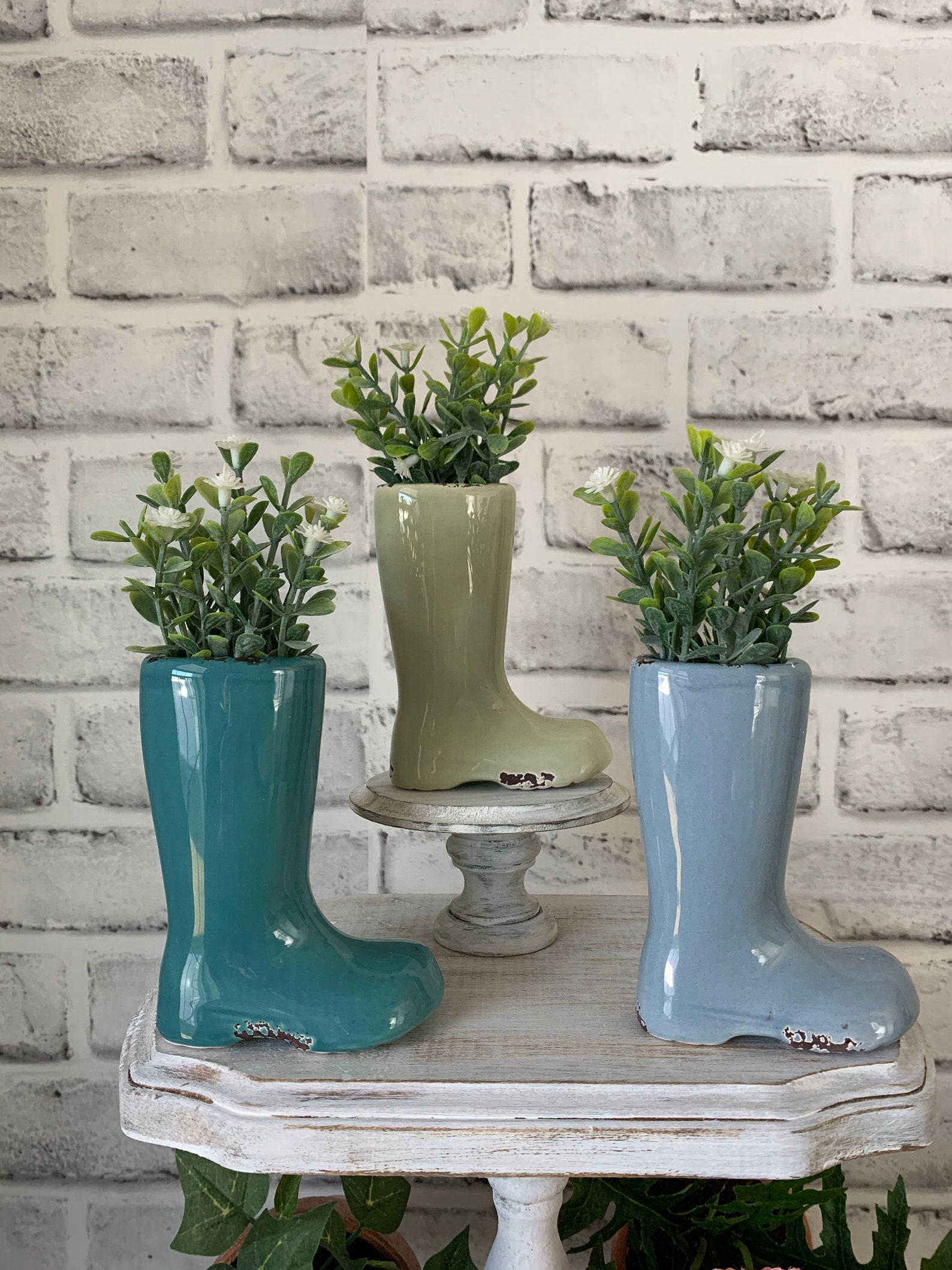 Mini Rain Boot Planter Tiered Tray Decor Spring Tiered Tray Etsy