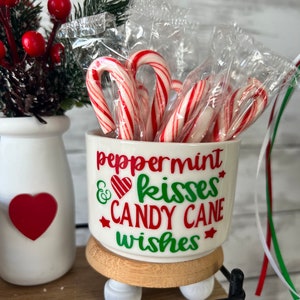Christmas tiered tray decor, Christmas candy dish, candy cane decor, Christmas home decor, hutch decor, candy cane lane, candy cane kisses