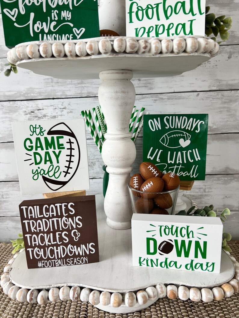 Football Tiered Tray Decor Game Day Tiered Tray Fall Tiered Etsy