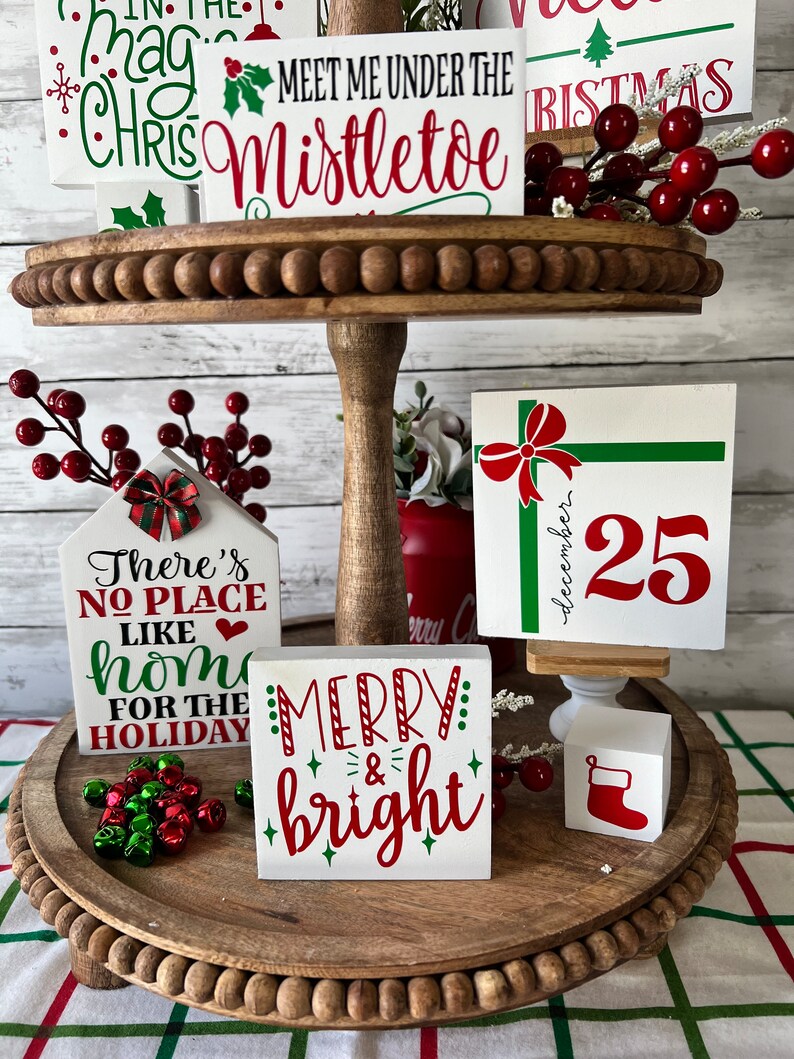 Christmas Tiered Tray Decor Bundle Holiday Tiered Tray Etsy
