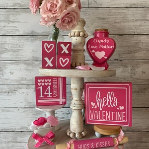Valentines Day Tiered Tray Decor Tiered Tray Bundle Pink & White Mini ...