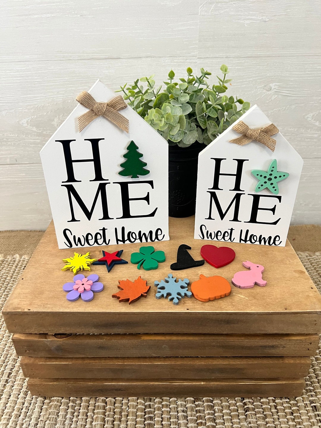 Interchangeable Home Sweet Home Sign, Mini Wood House, Everyday Home Decor, Year Round Home ...