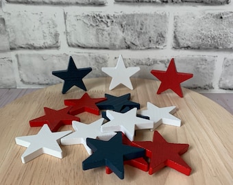 2'' Painted mini wood stars, patriotic vase filler, patriotic tiered tray decor, americana decor, red white and blue mini stars, tiered tray