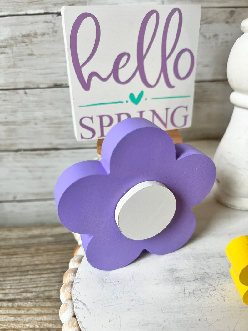 Wood flowers, Spring Tiered Tray Decor, Spring Home Decor, Spring wood flowers, Farmhouse tiered tray decor, Spring shelf sitter, easter image 7