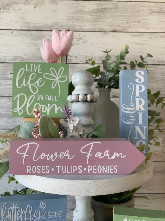 Spring Tiered Tray Decor bundle, Spring Decorations for home, Spring mini signs, Farmhouse Tiered tray decor, easter tiered tray decor