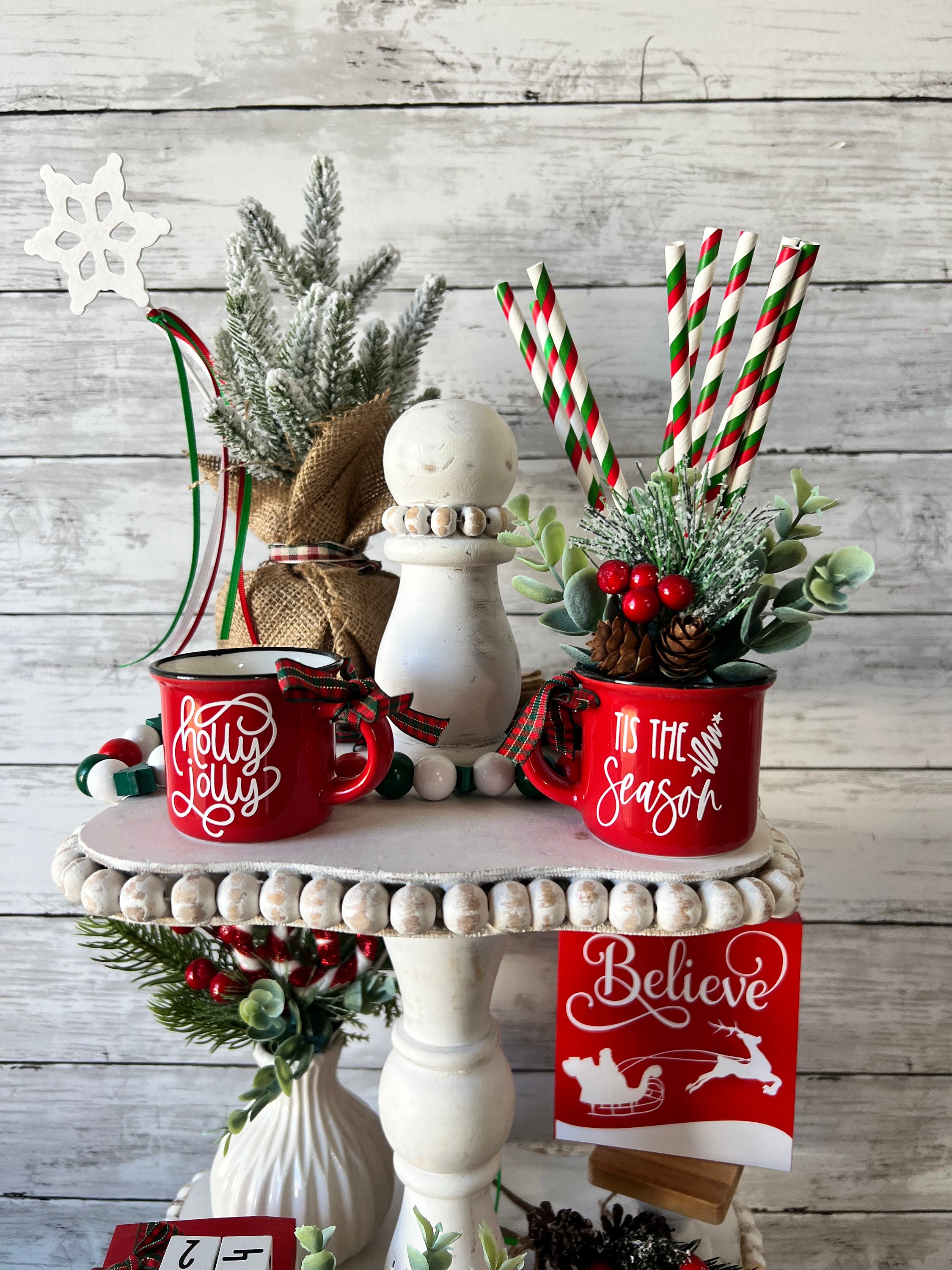 Nefelibata Christmas Tiered Tray Decor with Faux Whipped Cream Mug Toppers  Winter Holidays Gifts for…See more Nefelibata Christmas Tiered Tray Decor