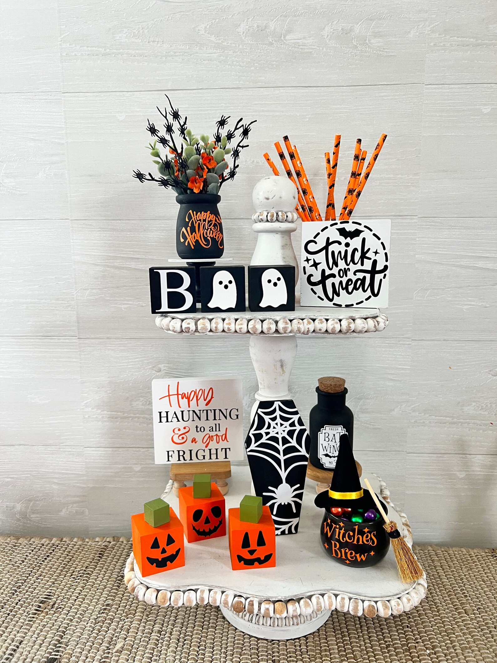 Halloween Tiered Tray Decor, Mini Wood Pumpkins, Mini Wood Jack O